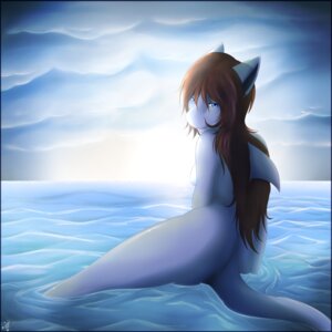 Rating: Questionable Score: 0 Tags: 1:1 2013 anthro aquatic blue_eyes breasts butt cetacean digital_media_(artwork) dolphin e621 female fin hair hi_res looking_at_viewer mammal nude oceanic_dolphin otterbits shaded smile solo tail toothed_whale water User: bunchy7s
