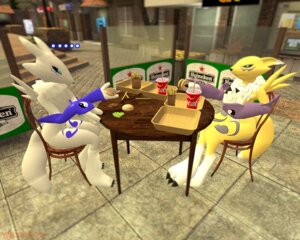Rating: Questionable Score: 0 Tags: 3d_(artwork) 5:4 alternate_color ambiguous_gender anthro bandai_namco beverage black_sclera burger canid canine cola date digimon digimon_(species) digital_media_(artwork) dinner duo e621 fan_character female food fur garry's_mod grandfathered_content mammal renamon sandwich_(food) soda tail unknown_artist yellow_body yellow_fur User: bunchy7s