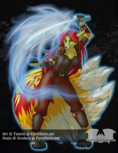Rating: Safe Score: 0 Tags: 2012 anthro armor bandage black_background black_claws black_nails breasts chest_tuft claws clothing colored_nails corset e621 female fox_tail fur gauntlets gloves green_eyes hair handwear lacing lingerie magic markings melee_weapon multi_tail nails red_hair red_markings simple_background solo sword tail temrin text topwear tuft url vest weapon wildelementstudios xaaio yellow_body yellow_fur User: bunchy7s