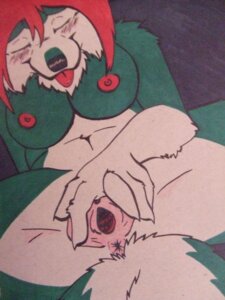 Rating: Explicit Score: 0 Tags: 3:4 anthro breasts canid canine e621 eyes_closed female fur genital_focus genitals green_body green_fur hair hi_res low-angle_view mammal nipples purpurn red_hair solo spread_vulva spreading vulva vulva_focus worm's-eye_view User: bunchy7s