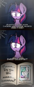 Rating: Safe Score: 0 Tags: arthropod_webbing book comic dialogue duo e621 english_text equid equine female feral friendship_is_magic frown fur hair hasbro heart_symbol hi_res horn kristysk long_hair looking_at_viewer mammal multicolored_hair my_little_pony mythological_creature mythological_equine mythology open_mouth photo princess_celestia_(mlp) purple_body purple_eyes purple_fur purple_hair shocked smile spider_web tape text tongue twilight_sparkle_(mlp) two_tone_hair unicorn white_body white_fur User: bunchy7s