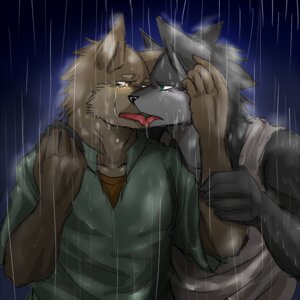 Rating: Questionable Score: 0 Tags: 1:1 anthro bodily_fluids brown_body brown_eyes brown_fur canid canine canis clothing crying domestic_dog duo e621 french_kissing fur green_eyes grey_body grey_fur hand_holding hug kissing male male/male mammal muscular outside raining romantic romantic_couple shirt tank_top tears toku tongue topwear User: bunchy7s