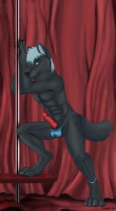 Rating: Explicit Score: 0 Tags: animal_genitalia animal_penis anthro black_body black_fur blue_eyes blue_hair canid canine canine_genitalia canine_penis canis chasington clothing e621 erection fur genitals hair hi_res looking_away male mammal muscular muscular_anthro muscular_male penis public public_erection red_curtains solo strip_club stripper thong underwear wolf User: bunchy7s