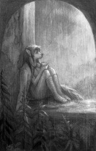 Rating: Safe Score: 0 Tags: anthro beverage canid canine clothing container cup detailed detailed_background doorway e621 female food footwear greyscale legwear mammal monochrome outside plant raining socks solo toony tree wood ymxa User: bunchy7s