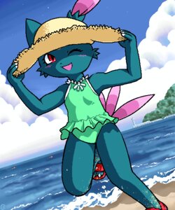 Rating: Safe Score: 0 Tags: 5:6 anthro bare_shoulders beach biped black_nose blue_body blue_fur blue_sky breasts claws clothed clothing cloud detailed_background digital_media_(artwork) e621 female footwear frilly frilly_clothing frilly_swimwear fur g-sun generation_2_pokemon green_clothing green_one-piece_swimsuit green_swimwear hat headgear headwear iris looking_at_viewer multicolored_clothing multicolored_one-piece_swimsuit multicolored_swimwear nintendo oekaki on_one_leg one-piece_swimsuit one_eye_closed open_mouth outside pokemon pokemon_(species) pokemorph pupils red_clothing red_eyes red_footwear red_sandals sand sandals sandy_fur seaside shoes shore simple_nose sky small_breasts small_nose sneasel solo standing straw_hat swimwear tan_clothing tan_hat tan_headwear two_tone_clothing two_tone_one-piece_swimsuit two_tone_swimwear water white_claws white_clothing white_one-piece_swimsuit white_swimwear wink young young_anthro young_female User: bunchy7s