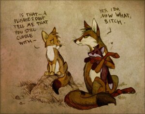 Rating: Safe Score: 0 Tags: 2010 canid canine culpeofox defensive dialogue dipstick_tail duo e621 english_text feet feral fox heart_symbol hindpaw male mammal markings nude pawpads paws plushie tail tail_markings text traditional_media_(artwork) whiskers User: bunchy7s