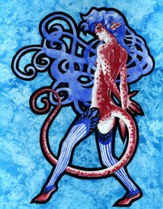 Rating: Questionable Score: 0 Tags: blue_hair butt clothing e621 eyes_closed female hair hobbitdragon legwear long_hair skinny solo spots tail traditional_media_(artwork) User: bunchy7s