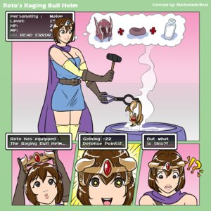 Rating: Questionable Score: 0 Tags: 1:1 2011 armor breasts brown_hair clothed clothing comic e621 female hair happy headgear helmet human human_only jacques00 mammal milk not_furry roto's_raging_bull_helm roto_(character) short_hair surprised User: bunchy7s
