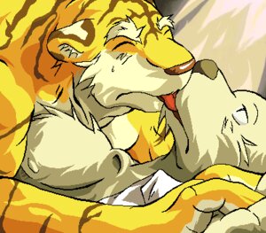 Rating: Questionable Score: 0 Tags: anthro canid canine canis digital_media_(artwork) duo e621 eyes_closed felid french_kissing hand_holding kissing low_res male male/male mammal muscular nipples nude pantherine tiger tiogamin warm_colors wolf User: bunchy7s