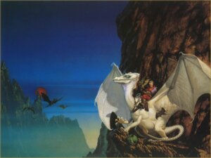 Rating: Safe Score: 0 Tags: 1978 20th_century ancient_art anthro blue_sky claws clothing dragon duo e621 feral flying green_eyes human jaxom_(pern) male mammal membrane_(anatomy) membranous_wings michael_whelan mountain mythological_creature mythological_scalie mythology outside pern riding ruth_(pern) scalie scan sky spread_wings straddling tail white_body wings User: bunchy7s