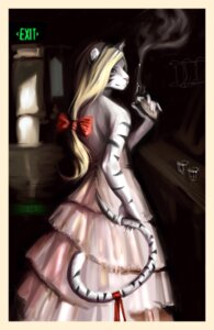 Rating: Safe Score: 0 Tags: anthro bar blonde_hair clothing detailed detailed_background dress e621 exit_sign felid female glass gun hair mammal ninanai pantherine ranged_weapon ribbons smoke solo stripes tail tiger toony weapon User: bunchy7s