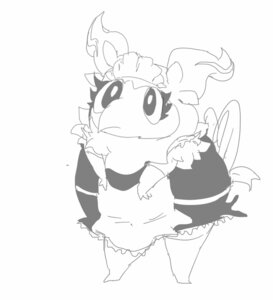Rating: Safe Score: 0 Tags: aromatisse avian clothing e621 female generation_6_pokemon looking_up maid_uniform monochrome nintendo pokemon pokemon_(species) shamelesss solo uniform User: bunchy7s