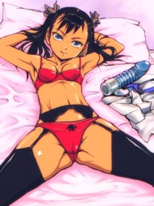 Rating: Explicit Score: 0 Tags: 1girls arms_behind_head bed black_hair blue_eyes bra breasts cameltoe clothes_removed dildo female flat_chest garter_belt kamisimo_90 licking_lips lingerie looking_at_viewer lying midriff naughty_face original panties panties_on_outside pillow pixiv16315 pussy rule34 sheets solo spread_legs tan_skin tied_hair tongue twintails underwear vibrator User: bunchy7s
