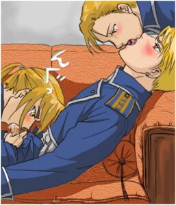 Rating: Explicit Score: 0 Tags: 3boys alphonse_elric artist_request blonde_hair cum edward_elric fellatio fullmetal_alchemist gay group_sex jean_havoc kissing lowres male male/male male_only military_uniform multiple_boys multiple_males oral rule34 threesome uniform yaoi User: bunchy7s