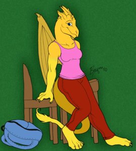 Rating: Safe Score: 0 Tags: 4_fingers 4_toes anthro backpack blue_eyes bottomwear breasts brown_toes chair clothed clothing dragon e621 feet female fingers furniture green_background hi_res horn mythological_creature mythological_scalie mythology pants pink_gecko_productions pose scalie school_bag shirt simple_background solo tail tank_top toes topwear yellow_body yellow_horn User: bunchy7s Rating: Safe Score: 0 Tags: 4_fingers 4_toes anthro backpack blue_eyes bottomwear breasts brown_toes chair clothed clothing dragon e621 feet female fingers furniture green_background hi_res horn mythological_creature mythological_scalie mythology pants pink_gecko_productions pose scalie school_bag shirt simple_background solo tail tank_top toes topwear yellow_body yellow_horn User: bunchy7s