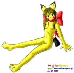 Rating: Explicit Score: 0 Tags: 00s 2003 3_toes 5_fingers anthro barefoot black_nose bow breasts brown_hair closed_mouth colored female female_only fur furry furry_breasts furry_ears furry_only green_eyes long_hair looking_at_viewer nintendo nipples nude open_eyes pichu pointy_ears pok&eacute;mon_(species) pokemon pokemon_(species) pokemon_gsc rule34 sitting small_breasts solo tyu_ultamara white_background User: bunchy7s