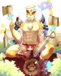 Rating: Safe Score: 0 Tags: abs anthro biceps big_muscles book chest_tuft clothed clothing e621 fantasy felid fur hair hi_res magic male mammal melee_weapon muscular muscular_anthro muscular_male pantherine pecs solo stripes sword tiger tkfkd5362 topless tuft undertaker warrior weapon User: bunchy7s
