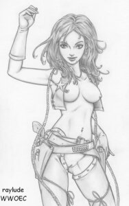 Rating: Explicit Score: 0 Tags: 1girls arm_up badge belt breasts bullet casual chaps contrapposto cowboy_shot dark_horse ear_piercing female female_only firearm front_view gloves greyscale gun handgun handwear holster holstered_weapon human legwear light_skin looking_at_viewer medium_eyes mole_(marking) mole_under_mouth monochrome nancy_callahan navel_piercing piercing pinup pose pussy raylude revolver rule34 sheriff_badge simple_background sin_city solo solo_female standing tactical_nudity traditional_media_(artwork) vest weapon white_background User: bunchy7s