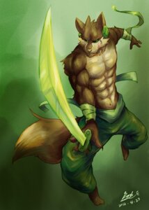 Rating: Questionable Score: 0 Tags: abs anthro athletic bandage barefoot belt biceps biped blackham bottomwear brown_body brown_fur canid canine canis claws clothed clothing e621 feet fight fur green_eyes green_sword holding_melee_weapon holding_object holding_sword holding_weapon katana male mammal melee_weapon muscular muscular_anthro muscular_male pants pecs pose solo sword tail toe_claws tongue tongue_out topless weapon wolf User: bunchy7s