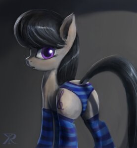 Rating: Questionable Score: 0 Tags: 2013 black_hair butt clothing cutie_mark e621 earth_pony equid equine female feral footwear friendship_is_magic hair hasbro horse legwear looking_at_viewer looking_back mammal my_little_pony octavia_(mlp) panties pony purple_eyes quadruped raikoh-illust simple_background socks solo tail underwear User: bunchy7s