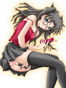Rating: Explicit Score: 0 Tags: akimoto_dai black_legwear blush camisole cellphone fate/stay_night fate_(series) female glasses panties phone pink_panties rule34 solo strap_slip striped striped_panties thighhighs tohsaka_rin underwear User: bunchy7s