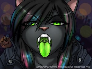 Rating: Safe Score: 0 Tags: 2009 4:3 ambiguous_gender anthro black_body black_fur domestic_cat e621 fangs felid feline felis fur gaping_mouth green_eyes green_tongue long_fangs looking_at_viewer mammal mouth_shot oowhiplashoo open_mouth oral_invitation solo teeth text tongue tongue_out unavailable_at_source url uvula User: bunchy7s