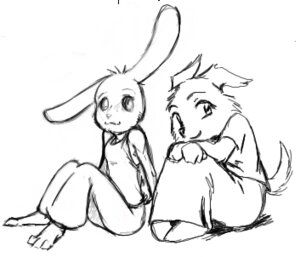 Rating: Safe Score: 0 Tags: anthro barefoot bent_legs black_and_white bottomwear canid canine canis clothed clothing crossed_arms daisy_(rq) domestic_dog duo e621 extended_arm feet female fully_clothed furgonomics hand_on_leg knees_pulled_up lagomorph leporid long_ears looking_aside looking_at_viewer low_res mammal monochrome planted_legs queblock rabbit ruby_(rq) ruby_quest shirt simple_background sitting sketch skirt smile tail tail_through_skirt tank_top topwear white_background User: bunchy7s