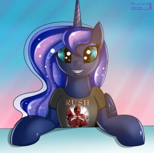 Rating: Safe Score: 0 Tags: 2013 anthro blue_body blue_eyes blue_feathers blue_fur blue_hair clothing e621 equid equine feathered_wings feathers female friendship_is_magic fur hair hasbro horn long_hair looking_at_viewer mammal my_little_pony mythological_creature mythological_equine mythology open_mouth princess_luna_(mlp) royalty rush_(band) shirt skyart301 smile solo teeth text topwear winged_unicorn wings User: bunchy7s