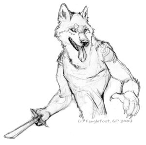 Rating: Safe Score: 0 Tags: 2003 anthro canid canine canis e621 holding_melee_weapon holding_object holding_sword holding_weapon male mammal melee_weapon monochrome solo sword tanglefoot weapon wolf User: bunchy7s