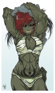 Rating: Safe Score: 0 Tags: belly_tattoo bikini black_sclera border clothed clothing e621 female grey_body grey_skin hair humanoid hushabyevalley looking_at_viewer muscular muscular_female muscular_humanoid not_furry orange_eyes orc pattern_clothing pinup pose red_hair skimpy solo striped_clothing stripes swimming swimwear tattoo third-party_edit towel two-piece_swimsuit white_border User: bunchy7s