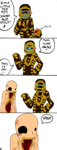 Rating: Safe Score: 0 Tags: alien ambiguous_gender blood blush bodily_fluids comic dead_space duo e621 electronic_arts english_text flesh_creature hi_res human humanoid isaac_clarke kyubun lock_legion mammal monster monstrous_humanoid necromorph not_furry puker_(dead_space) raised_leg teapot text undead visceral_games what zombie User: bunchy7s