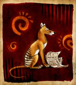 Rating: Safe Score: 0 Tags: 2010 abstract_background ambiguous_gender brown_body brown_fur culpeofox dasyuromorph e621 english_text feral fur mammal marsupial paws recently_extinct_species side_view simple_background solo striped_body striped_fur stripes tail text thylacine User: bunchy7s