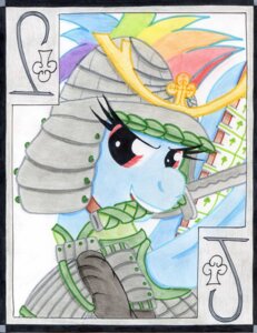 Rating: Safe Score: 0 Tags: blue_body blue_feathers blue_fur card card_template clubs_(suit) e621 equid equine feathered_wings feathers female friendship_is_magic fur hair hasbro jack_of_clubs katana mammal melee_weapon mouth_hold multicolored_hair my_little_pony mythological_creature mythological_equine mythology object_in_mouth pegasus playing_card playing_card_template purple_eyes rainbow_dash_(mlp) rainbow_hair samurai solo suit_symbol sword sword_in_mouth the1king traditional_media_(artwork) warrior weapon weapon_in_mouth wings User: bunchy7s