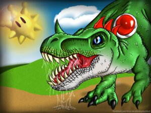 Rating: Safe Score: 0 Tags: 2012 4:3 acethebigbadwolf ambiguous_gender blue_eyes bodily_fluids claws cloud dinosaur duo e621 feral green_yoshi mario_bros nintendo open_mouth outside prehistoric_species reptile saliva saurischian scales scalie sharp_teeth shine_sprite sky sun super_mario_sunshine teeth theropod tongue tyrannosaurid tyrannosauroid tyrannosaurus tyrannosaurus_rex yoshi User: bunchy7s