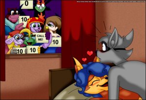Rating: Questionable Score: 0 Tags: 2012 aku anthro bed being_watched bentley_turtle blue_hair blush breasts canid canine captain_neyla carmelita_fox caught_in_the_act common_hippopotamus crossover domestic_cat e621 eyewear felid feline felis female fox furniture glasses group hair heart_symbol hippopotamid humor looking_at_another male male/female mammal mouse murid murine murray_hippopotamus penelope_(sly_cooper) procyonid raccoon reptile rodent samurai_jack scalie score sex sly_cooper sly_cooper_(series) sony_corporation sony_interactive_entertainment sucker_punch_productions turtle verona7881 User: bunchy7s