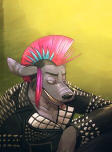 Rating: Safe Score: 0 Tags: abstract_background black_nose clothing e621 jacket kangaroo leather leather_clothing leather_jacket leather_topwear macropod male mammal marsupial mohawk redvelvetbat simple_background smile solo spikes studs topwear User: bunchy7s