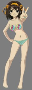 Rating: Questionable Score: 0 Tags: artist_request barefoot bikini breasts censored cleavage female hair_ribbon high_resolution medium_breasts nail_polish navel navel_piercing piercing ribbon rule34 short_hair suzumiya_haruhi suzumiya_haruhi_no_yuuutsu swimsuit toenail_polish topless transparent_background User: bunchy7s