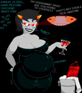 Rating: Questionable Score: 0 Tags: 2011 alien alien_humanoid belly beverage black_hair breasts clothing digital_media_(artwork) dress drunk e621 english_text faygo female food grey_body grey_skin hair homestuck horn horned_humanoid humanoid inflation karkat_vantas ms_paint_adventures not_furry offscreen_character overweight portrait seductive sketch solo substance_intoxication terezi_pyrope text three-quarter_portrait troll_(homestuck) unknown_artist User: bunchy7s