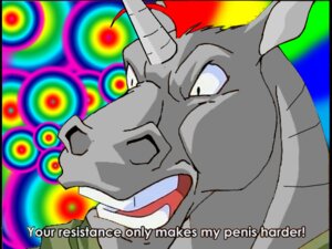 Rating: Safe Score: 0 Tags: 4:3 adult_swim angry arms_(studio) cartoon_network e621 english_text epilepsy_warning equid equine fur grandfathered_content green_bunny_(studio) grey_body horn low_res machine male mammal meme mythological_creature mythological_equine mythology psychedelic rainbow robot robot_unicorn_attack screencap shopped solo stallion_(character) text third-party_edit unicorn unknown_artist words_worth your_resistance_only_makes_my_penis_harder User: bunchy7s