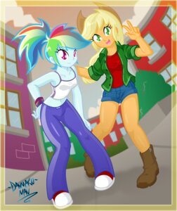 Rating: Safe Score: 0 Tags: 2013 absurd_res alternate_species applejack_(mlp) armband blonde_hair bottomwear building clothing cowboy_hat danmakuman duo e621 female friendship_is_magic green_eyes hair hasbro hat headgear headwear hi_res human humanized looking_at_viewer mammal multicolored_hair my_little_pony not_furry plant purple_eyes rainbow_dash_(mlp) rainbow_hair shirt shorts shrub standing topwear User: bunchy7s Rating: Safe Score: 0 Tags: 2013 absurd_res alternate_species applejack_(mlp) armband blonde_hair bottomwear building clothing cowboy_hat danmakuman duo e621 female friendship_is_magic green_eyes hair hasbro hat headgear headwear hi_res human humanized looking_at_viewer mammal multicolored_hair my_little_pony not_furry plant purple_eyes rainbow_dash_(mlp) rainbow_hair shirt shorts shrub standing topwear User: bunchy7s