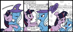 Rating: Questionable Score: 0 Tags: comic digital_media_(artwork) duo e621 english_text equid equine female female/female feral friendship_is_magic fur hair hasbro horn horse madmax mammal multicolored_hair my_little_pony mythological_creature mythological_equine mythology pony purple_body purple_fur purple_hair text trixie_(mlp) twilight_sparkle_(mlp) two_tone_hair unicorn User: bunchy7s