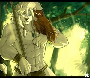 Rating: Safe Score: 0 Tags: 2013 abs anthro avian biceps bird bottomwear clothing drks duo e621 felid fur leucistic lion loincloth looking_at_viewer male mammal mane melee_weapon muscular owl pantherine pecs polearm spear weapon User: bunchy7s