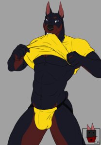 Rating: Explicit Score: 0 Tags: 2013 abs anthro athletic biceps big_muscles biped black_body black_fur black_nose blue_eyes bottomless brown_body brown_fur bulge canid canine canis clothed clothing clothing_lift cropped_ears dobermann domestic_dog e621 fangs flat_colors front_view fur grey_background jewelry jockstrap linkin linkin_monroe looking_at_viewer male mammal mouth_hold muscular muscular_anthro muscular_male necklace pecs pinscher pose shirt shirt_lift simple_background solo standing teeth topwear underwear undressing yellow_clothing yellow_shirt yellow_topwear yellow_underwear User: bunchy7s