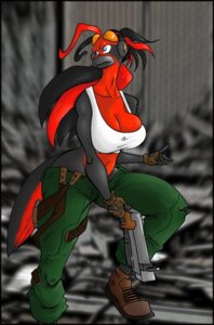 Rating: Safe Score: 0 Tags: anthro avian beak biped bird black_hair breasts digital_media_(artwork) e621 eyewear feathers female goggles grey_body grey_feathers gun hair handgun hipes jaeh long_hair non-mammal_breasts orange_body pistol ranged_weapon red_hair robyn_flycatcher solo standing tail vermilion_flycatcher weapon User: bunchy7s