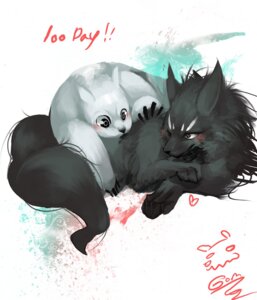 Rating: Safe Score: 0 Tags: black_body black_eyes black_fur blush canid canine canis duo e621 fur gompriest grey_eyes heart_symbol hi_res hug male mammal nude white_body white_fur wolf User: bunchy7s
