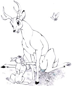 Rating: Explicit Score: 0 Tags: 2boys anthro balls bambi_(character) bambi_(film) deer disney feral furry gay interspecies klaus_doberman male male_only monochrome penis rabbit rule34 size_difference testicles thumper yaoi User: bunchy7s