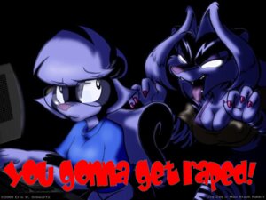 Rating: Questionable Score: 0 Tags: 2000 4:3 anthro bottomless breasts claws cleavage clothed clothing computer duo e621 electronics english_text eric_schwartz eyewear female fluffy fluffy_tail glasses glowing glowing_eyes grandfathered_content humor imminent_rape imminent_sex looking_back mammal mephitid rape_face sabrina_(sabrina_online) sabrina_online shopped skunk striped_skunk tail text third-party_edit tongue tongue_out zig_zag User: bunchy7s