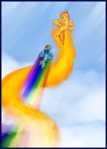 Rating: Safe Score: 0 Tags: ascending blue_body blue_border blue_feathers blue_fur border chasing cutie_mark detailed_background duo e621 equid equine feathered_wings feathers female feral fire flying friendship_is_magic fur hair hasbro hi_res mammal multicolored_hair multicolored_tail my_little_pony mythological_creature mythological_equine mythology nude pegasus rainbow rainbow_dash_(mlp) rainbow_hair rainbow_tail spiral spitfire_(mlp) tail teasing toony trail unknown_artist wings wonderbolts_(mlp) User: bunchy7s