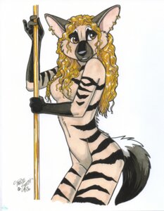 Rating: Questionable Score: 0 Tags: 2006 aardwolf absurd_res anthro breasts e621 female hi_res hyena looking_at_viewer mammal nude pinup pose signature solo tail terrie_smith traditional_media_(artwork) User: bunchy7s