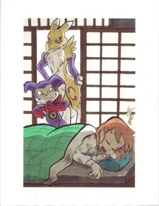 Rating: Safe Score: 0 Tags: absurd_res ambiguous_gender anthro armwear bandai_namco black_sclera blue_eyes bridal_gauntlets canid canine clothing daigaijin digimon digimon_(species) e621 eyes_closed featureless_crotch female fur green_eyes group hi_res human humanoid impmon mammal neck_tuft renamon rika_nonaka simple_background sleeping tuft white_background white_body white_fur yellow_body yellow_fur young young_human young_humanoid User: bunchy7s